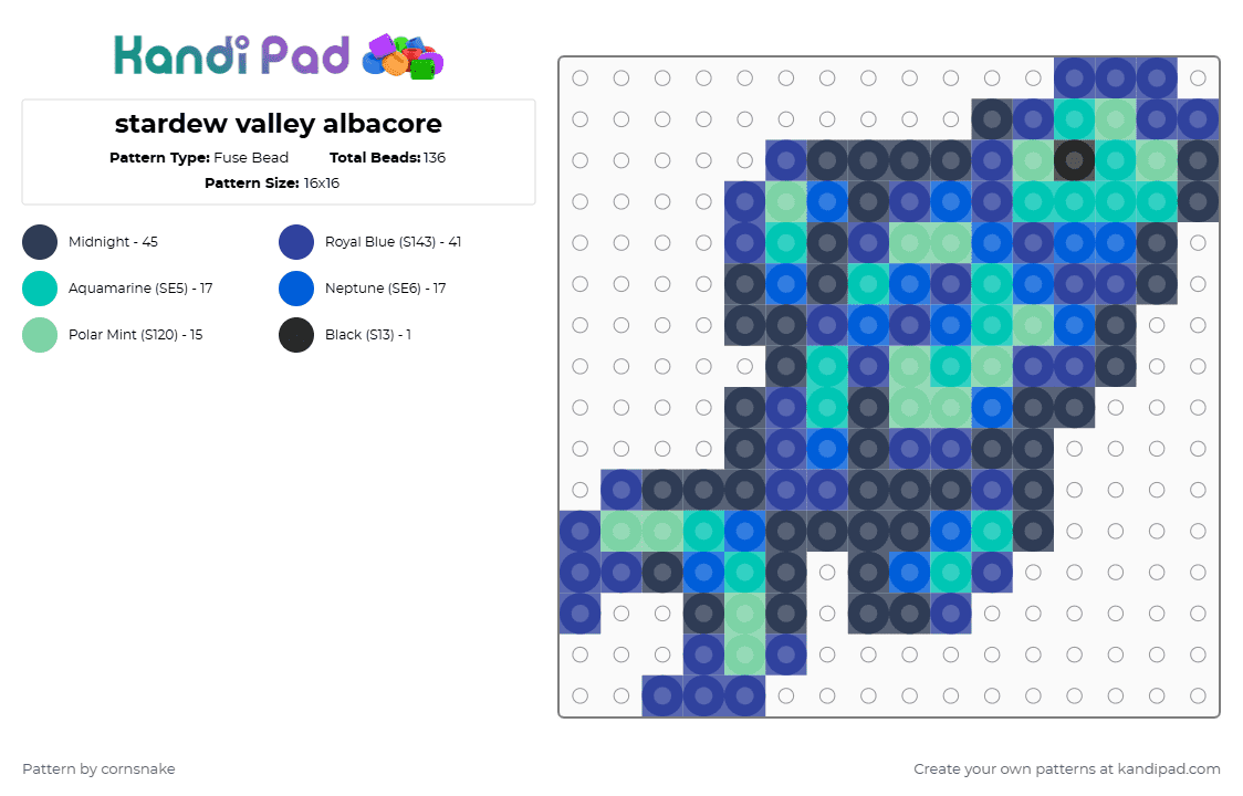stardew valley albacore - Fuse Bead Pattern by cornsnake on Kandi Pad - purple,fish,stardew valley