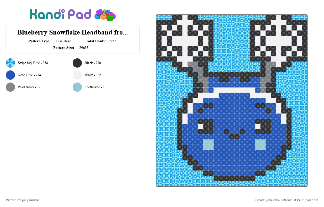Blueberry Snowflake Headband from Hey Bear Sensory Fuse Bead Pattern ...