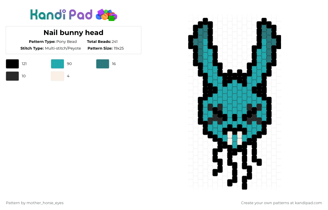 Nail bunny head - Pony Bead Pattern by mother_horse_eyes on Kandi Pad - 