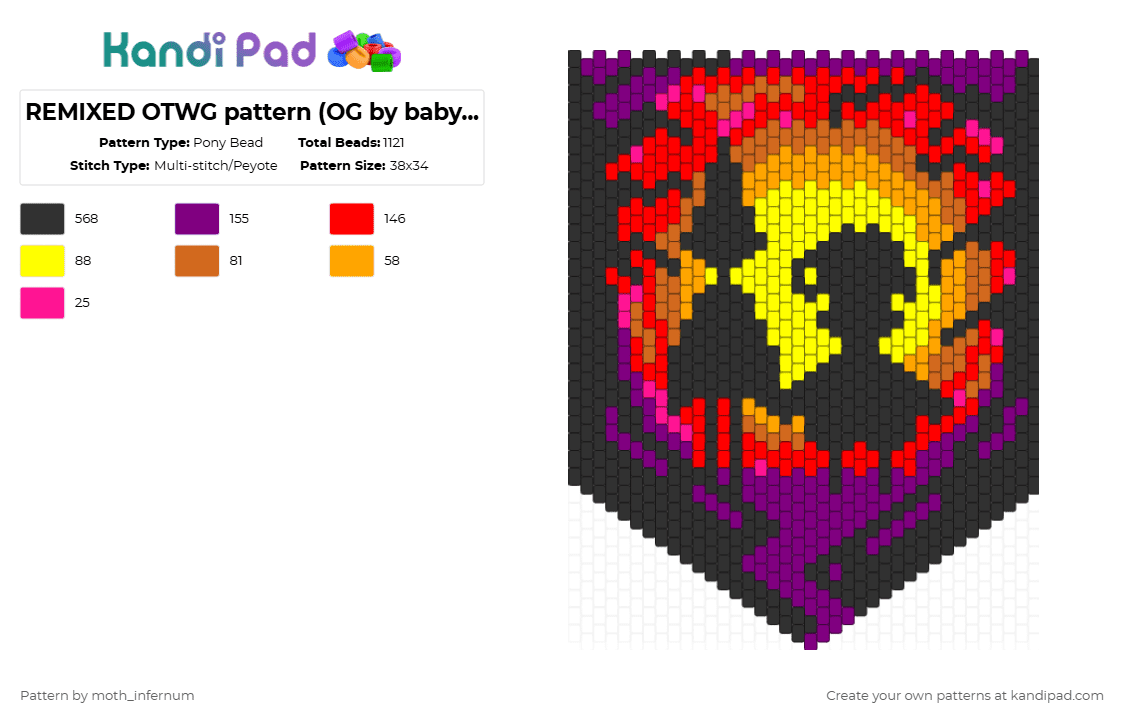REMIXED OTWG pattern (OG by babybun61) - Pony Bead Pattern by moth_infernum on Kandi Pad - black,red,orange,pink