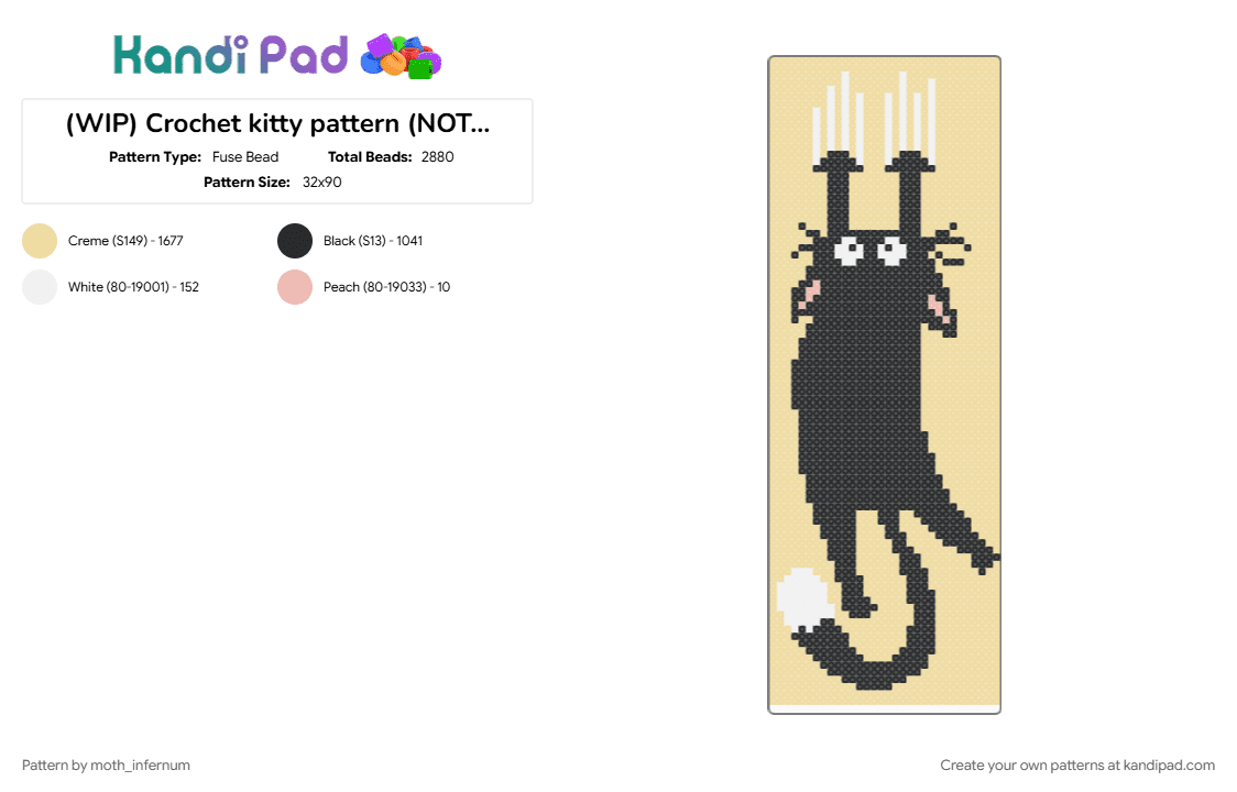(WIP) Crochet kitty pattern (NOT MY ORIGINAL ARTWORK) - Fuse Bead Pattern by moth_infernum on Kandi Pad - beige