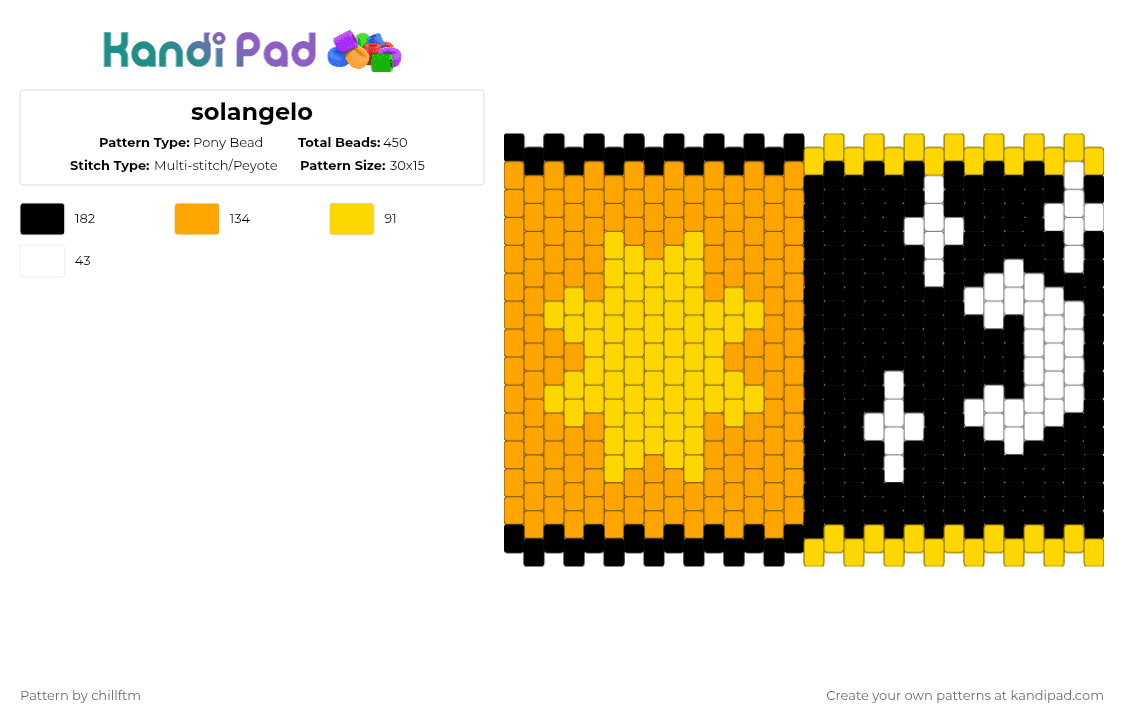 solangelo - Pony Bead Pattern by chillftm on Kandi Pad - yellow,orange