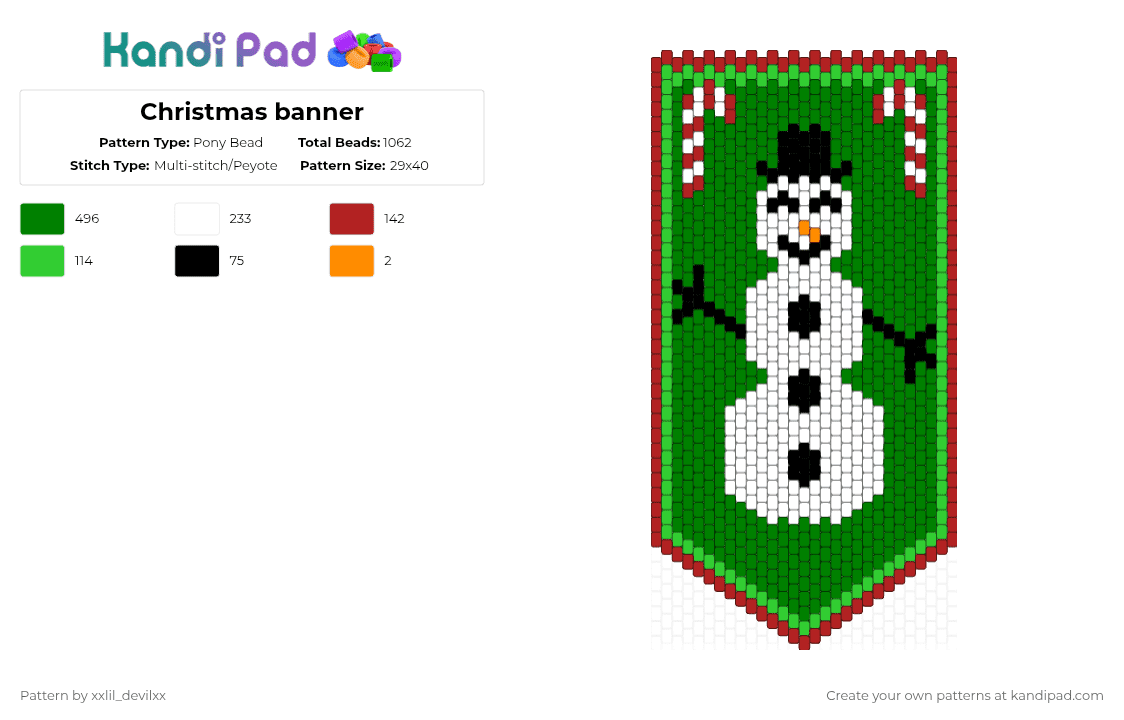 Christmas banner - Pony Bead Pattern by xxlil_devilxx on Kandi Pad - green