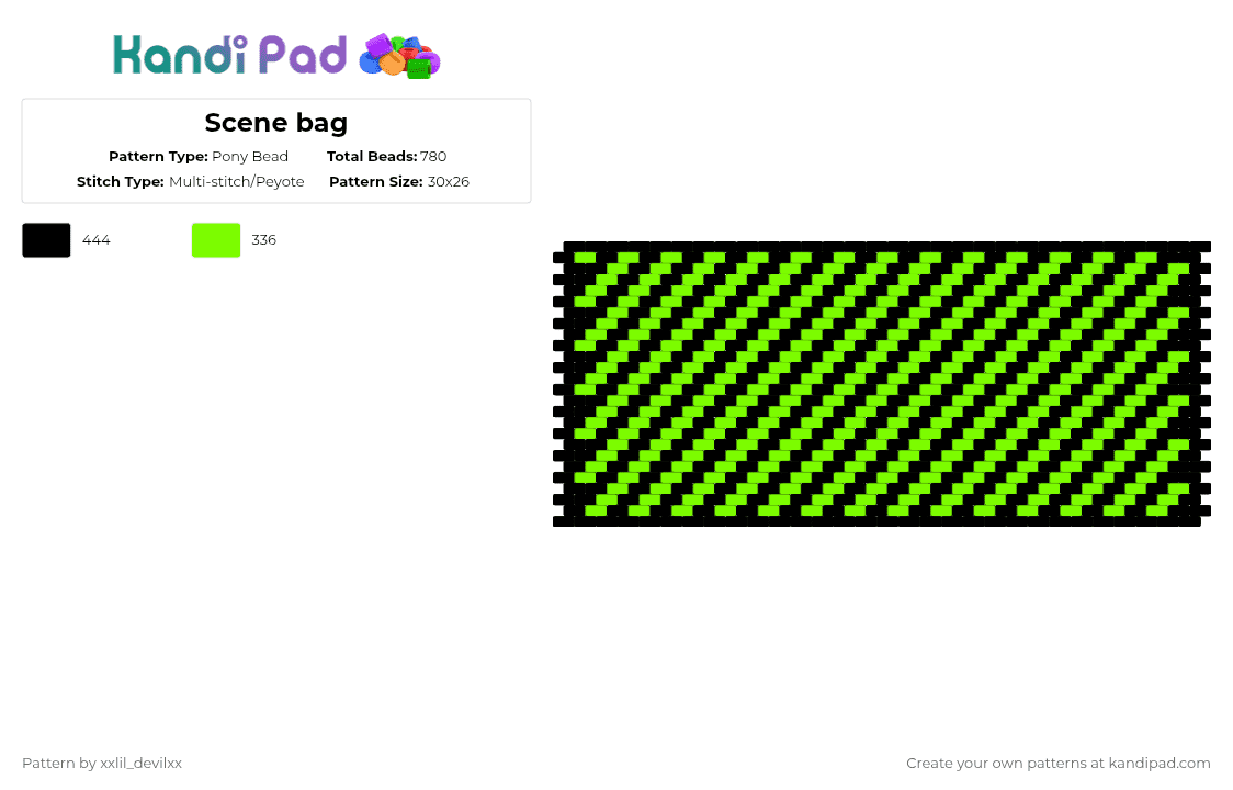 Scene bag Pony Bead Pattern - Kandi Pad | Kandi Patterns, Fuse Bead ...