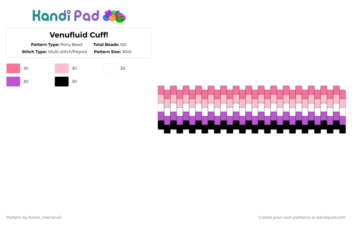 Venufluid Cuff! - Pony Bead Pattern by forest_therianx3 on Kandi Pad - pink,veufluid,gay,lgbtqia,silly,therian