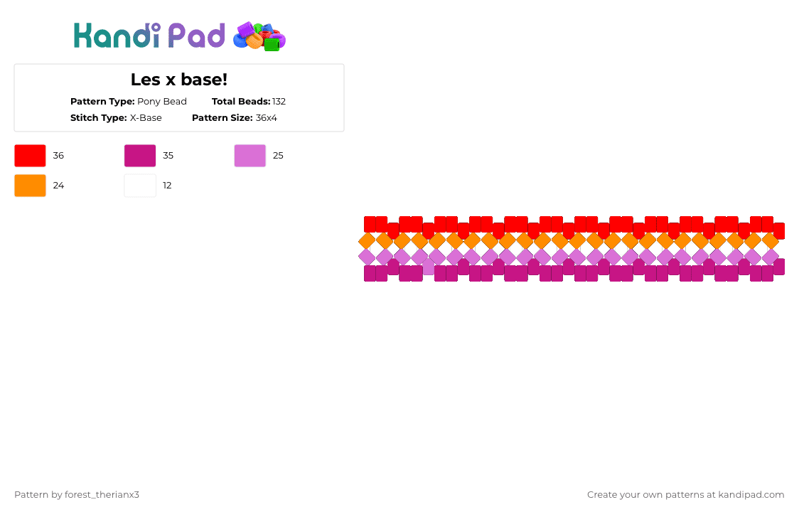 Les x base! - Pony Bead Pattern by forest_therianx3 on Kandi Pad - pink