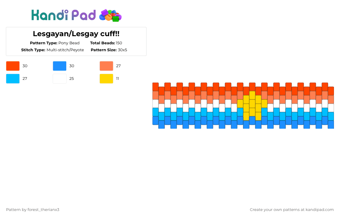 Lesgayan/Lesgay cuff!! - Pony Bead Pattern by forest_therianx3 on Kandi Pad - red,light blue,gay,lesbian,genderfunk,weird,lgbtqia,silly,valid