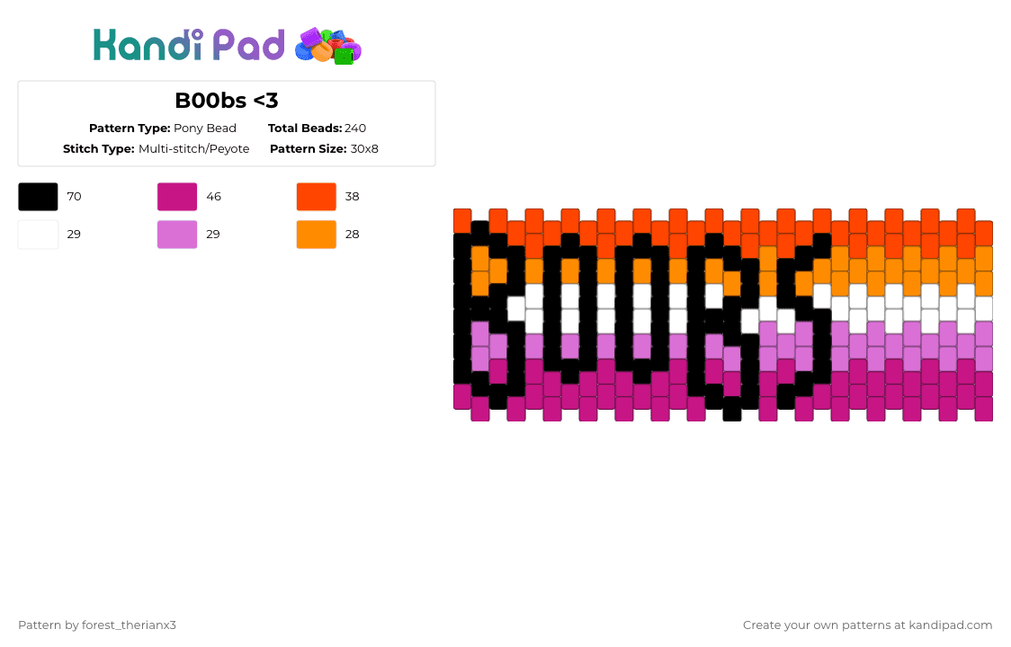 B00bs ❤️🧡🤍🩷💜 - Pony Bead Pattern by forest_therianx3 on Kandi Pad - pink,lesbian,lgbtqia,wlw