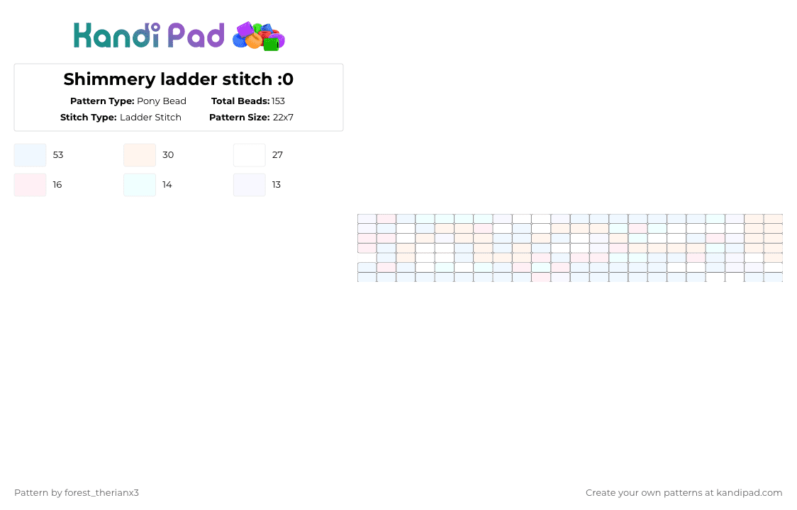 Shimmery ladder stitch :0 - Pony Bead Pattern by forest_therianx3 on Kandi Pad - white,cotdshimmer,shimmery,pearly,silly