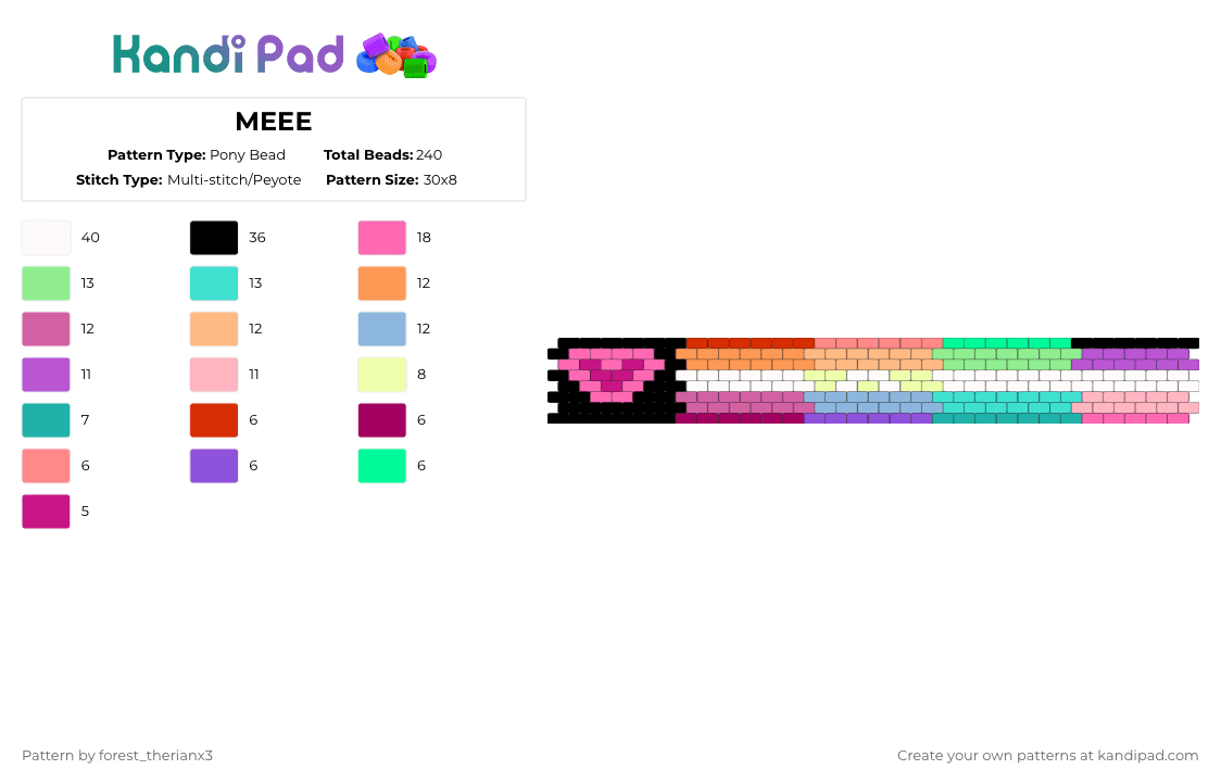 MEEE - Pony Bead Pattern by forest_therianx3 on Kandi Pad - pink,orange,light blue,teal,lgbtqia,gay,pride,silly