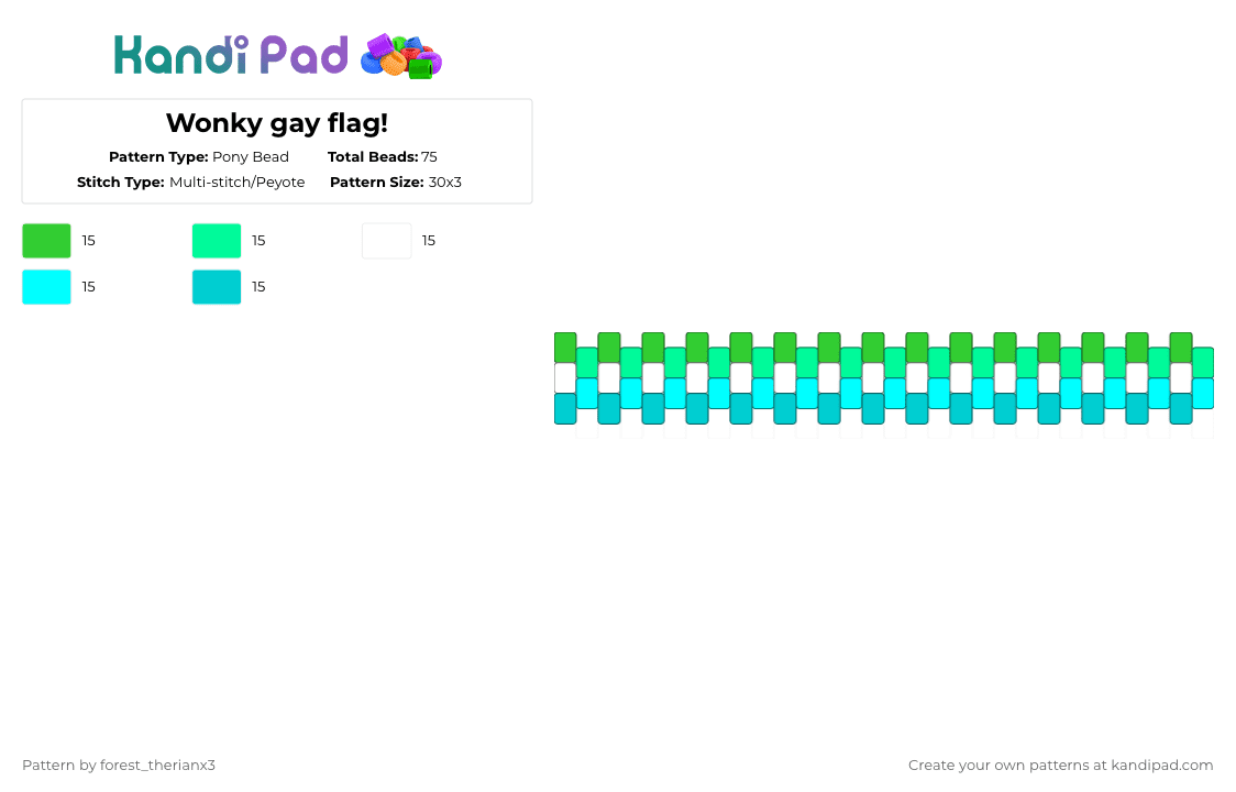 Wonky gay flag! - Pony Bead Pattern by forest_therianx3 on Kandi Pad - light blue
