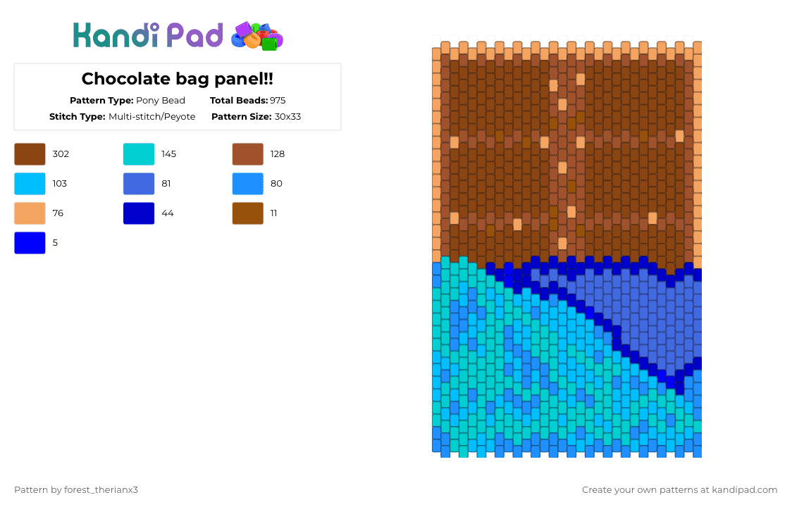 Chocolate bag panel!! - Pony Bead Pattern by forest_therianx3 on Kandi Pad - red,light blue,chocolate,snacks,yummy