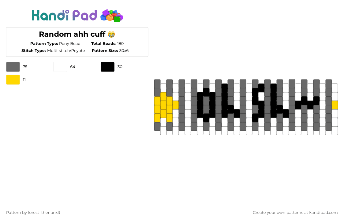 Random ahh cuff 😭 - Pony Bead Pattern by forest_therianx3 on Kandi Pad - gray,silly,white,grey