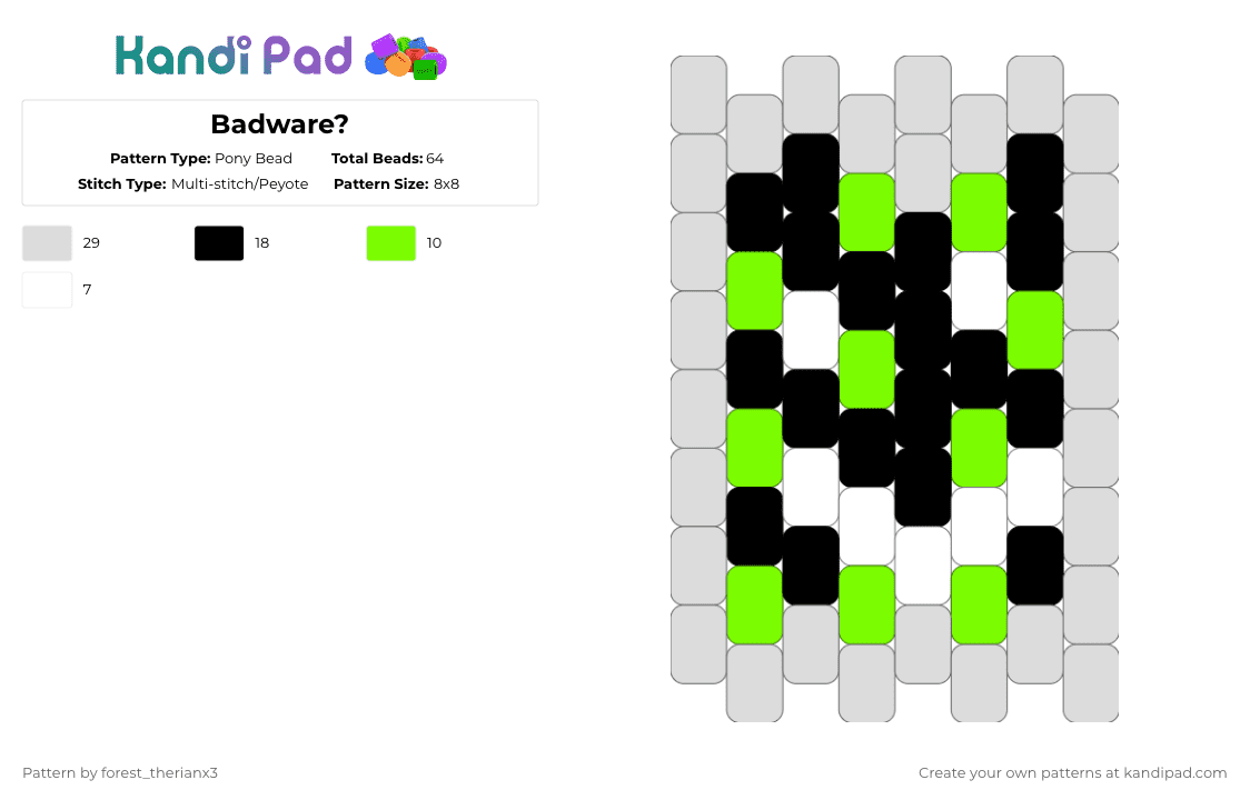 Badware? - Pony Bead Pattern by forest_therianx3 on Kandi Pad - white