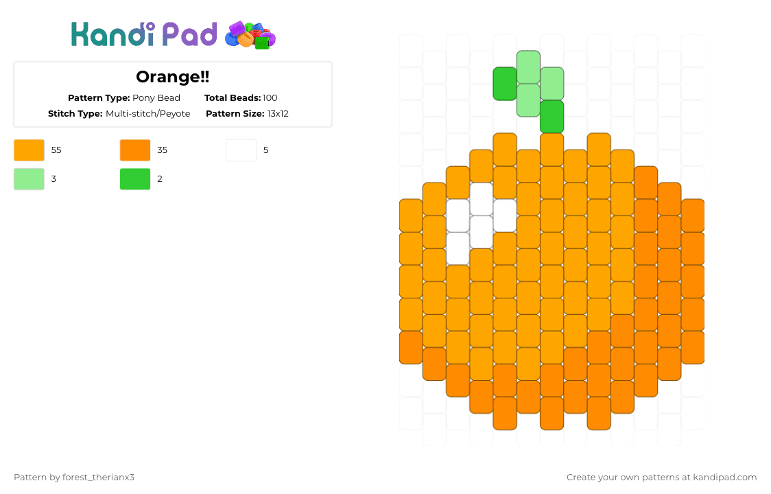 Orange!! - Pony Bead Pattern by forest_therianx3 on Kandi Pad - orange