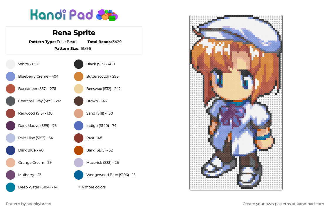 Rena Ryugu Fuse Bead Pattern - Kandi Pad | Kandi Patterns, Fuse Bead ...