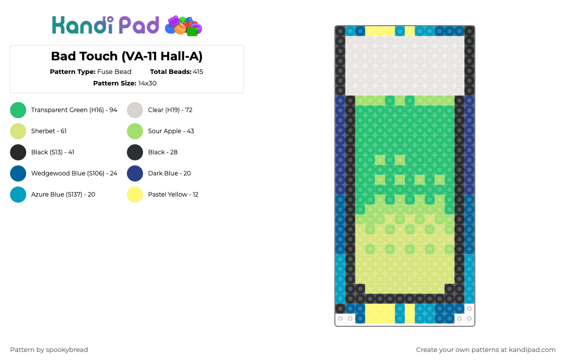 Bad Touch (VA-11 Hall-A) - Fuse Bead Pattern by spookybread on Kandi Pad - vallhalla,va11 halla,va11halla,jill stingray,bad touch