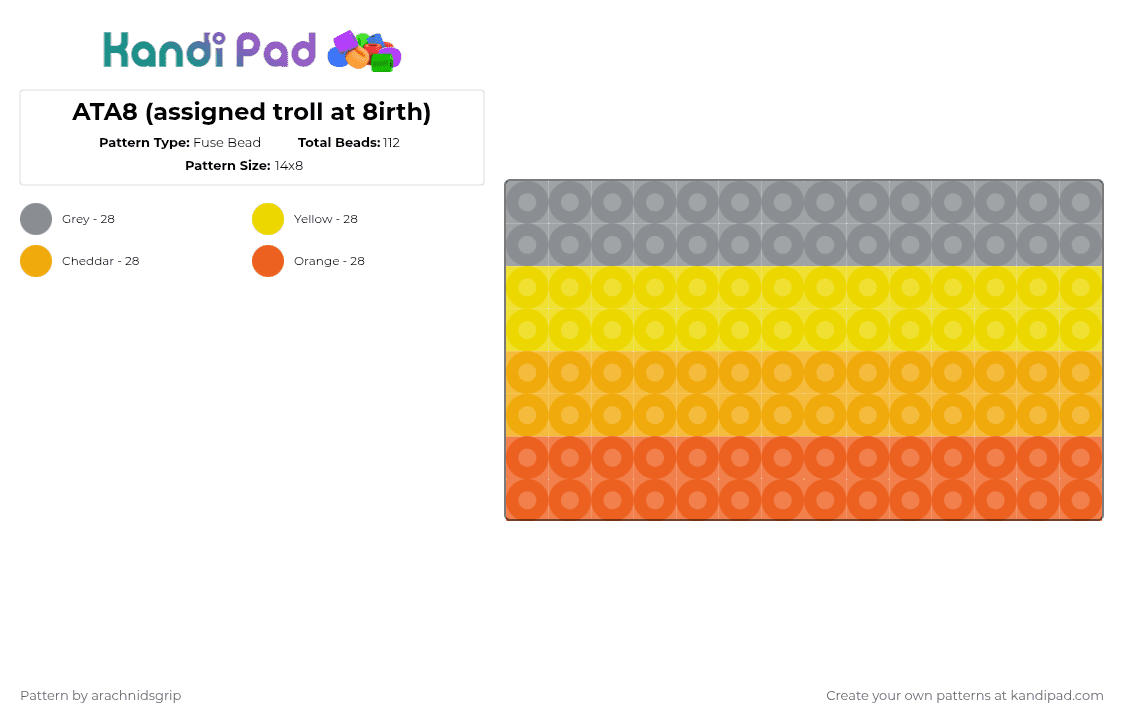 ATA8 (assigned troll at 8irth) Fuse Bead Pattern - Kandi Pad | Kandi ...