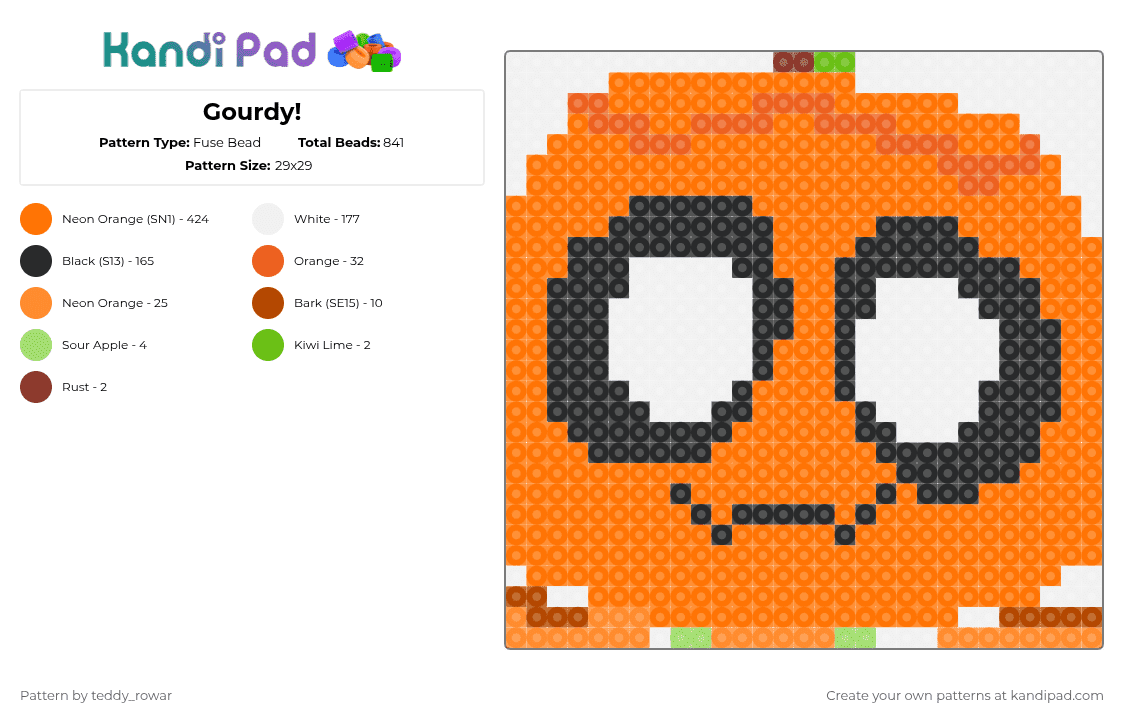 Gourdy! - Fuse Bead Pattern by teddy_rowar on Kandi Pad - 
