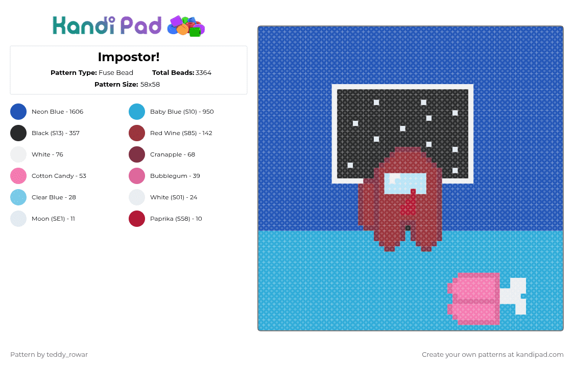 Impostor! Fuse Bead Pattern - Kandi Pad | Kandi Patterns, Fuse Bead ...