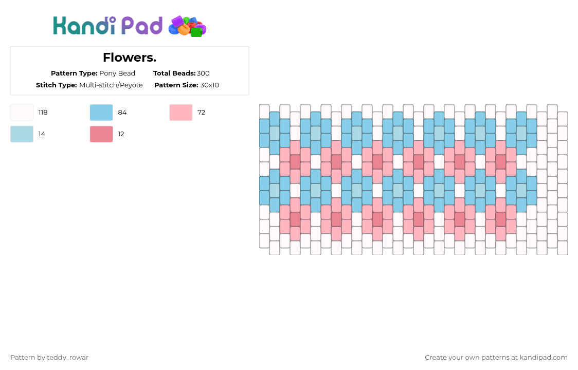 Flowers. - Pony Bead Pattern by teddy_rowar on Kandi Pad - light blue,pink