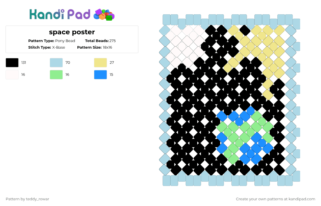 space poster - Pony Bead Pattern by teddy_rowar on Kandi Pad - light blue