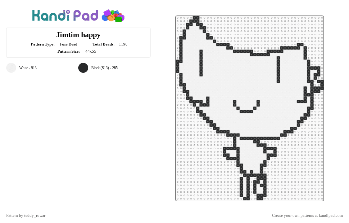Jimtim happy - Fuse Bead Pattern by teddy_rowar on Kandi Pad - white