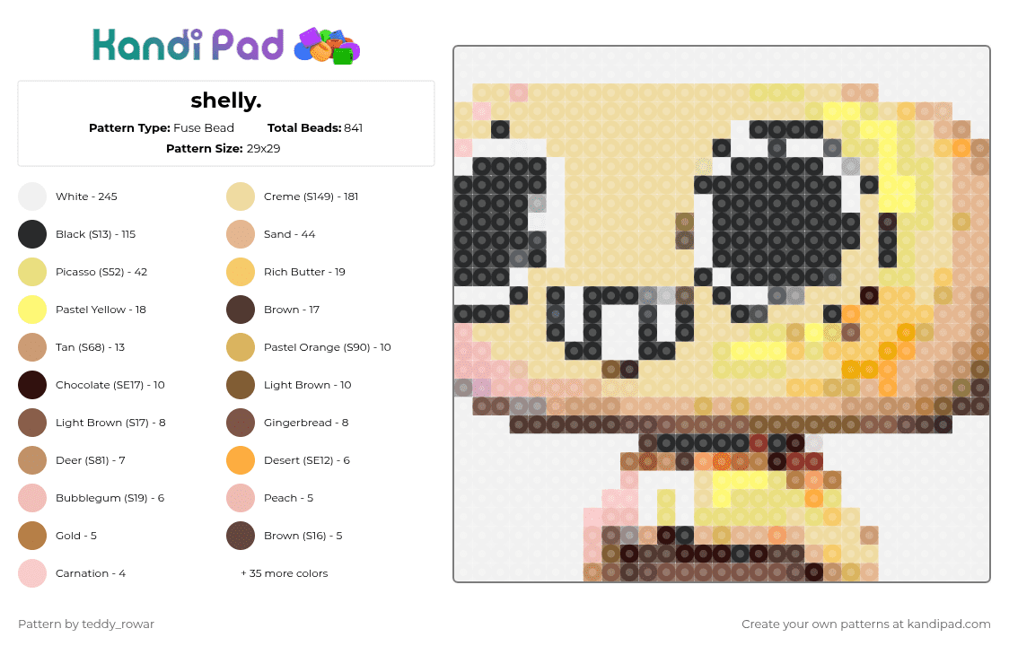 shelly. - Fuse Bead Pattern by teddy_rowar on Kandi Pad - 
