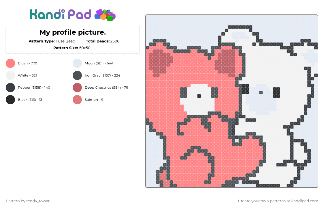 My profile picture. - Fuse Bead Pattern by teddy_rowar on Kandi Pad - red