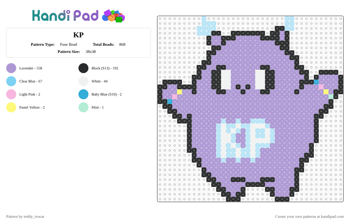 KP - Fuse Bead Pattern by teddy_rowar on Kandi Pad - pink,cotdkandipad