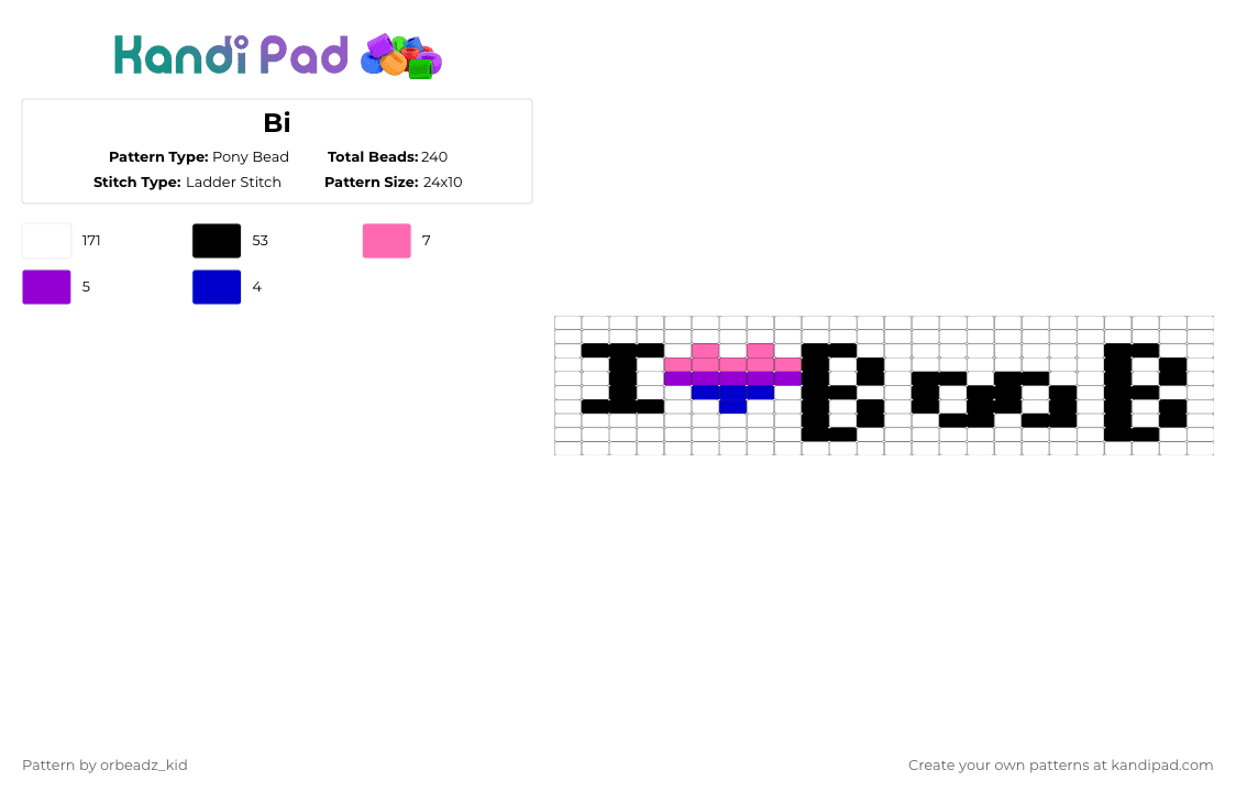 Bi - Pony Bead Pattern by orbeadz_kid on Kandi Pad - white,purple,pink,bi,bisexual,lgbt,pride,bi flag,love,funny,queer