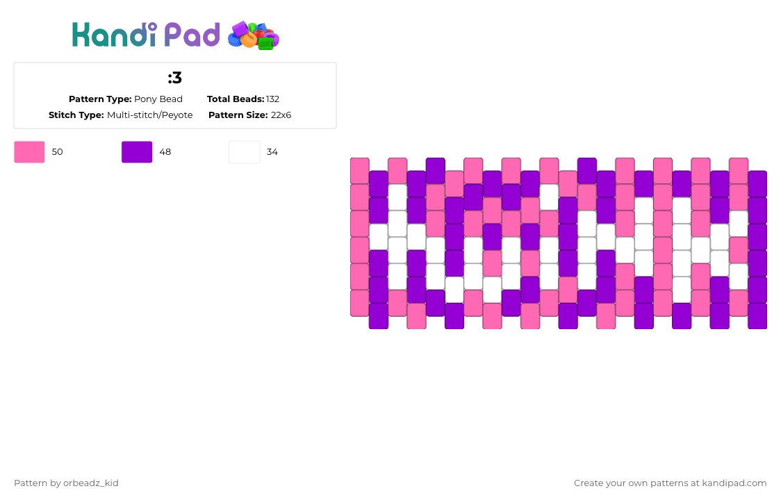 :3 - Pony Bead Pattern by orbeadz_kid on Kandi Pad - twink,pride,pink,purple,femboy,lgbt,cute,transmasc,fem,kawaii,boygirl