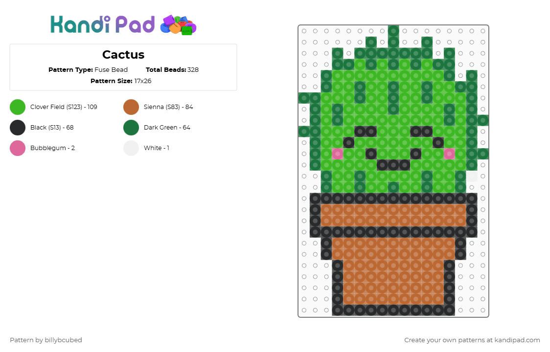 Cactus - Fuse Bead Pattern by billybcubed on Kandi Pad - 