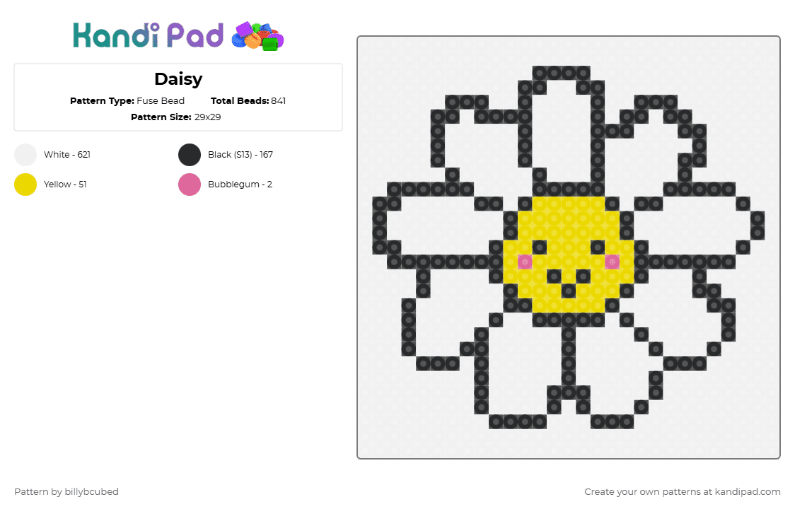 Daisy Fuse Bead Pattern - Kandi Pad | Kandi Patterns, Fuse Bead ...