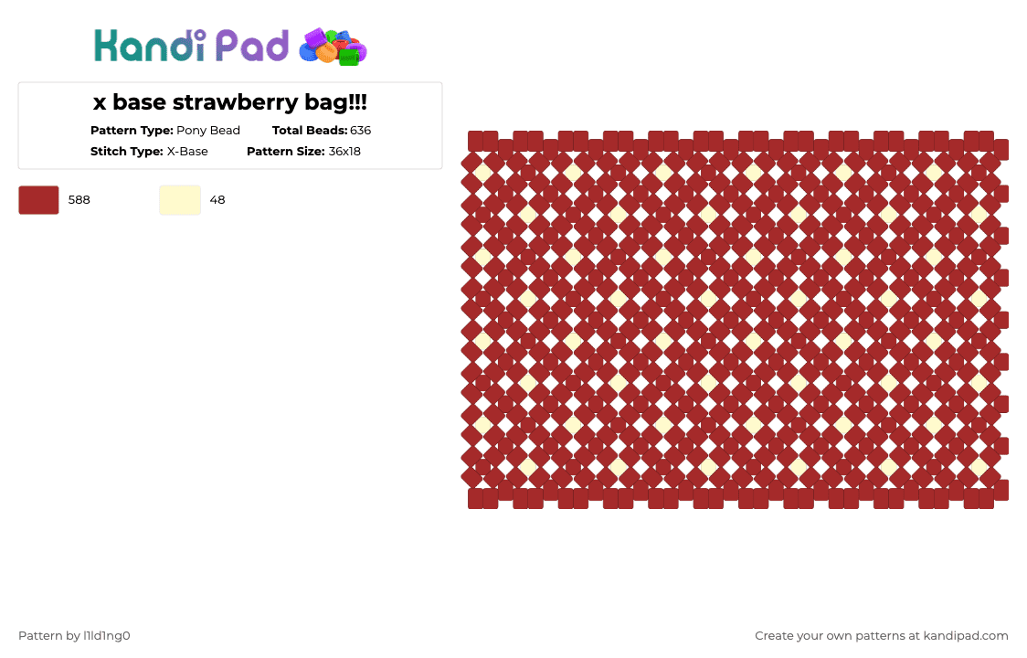 x base strawberry bag!!! - Pony Bead Pattern by l1ld1ng0 on Kandi Pad - red