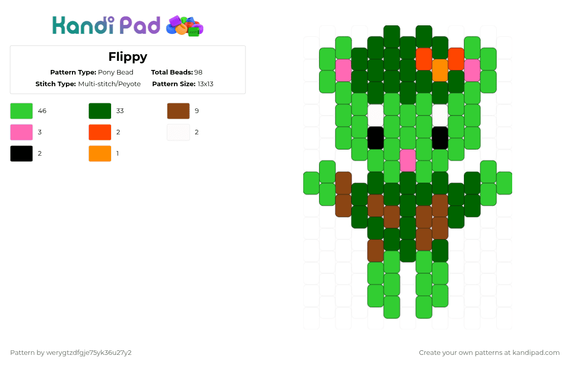 Flippy - Pony Bead Pattern by werygtzdfgje75yk36u27y2 on Kandi Pad - happy tree friends,green
