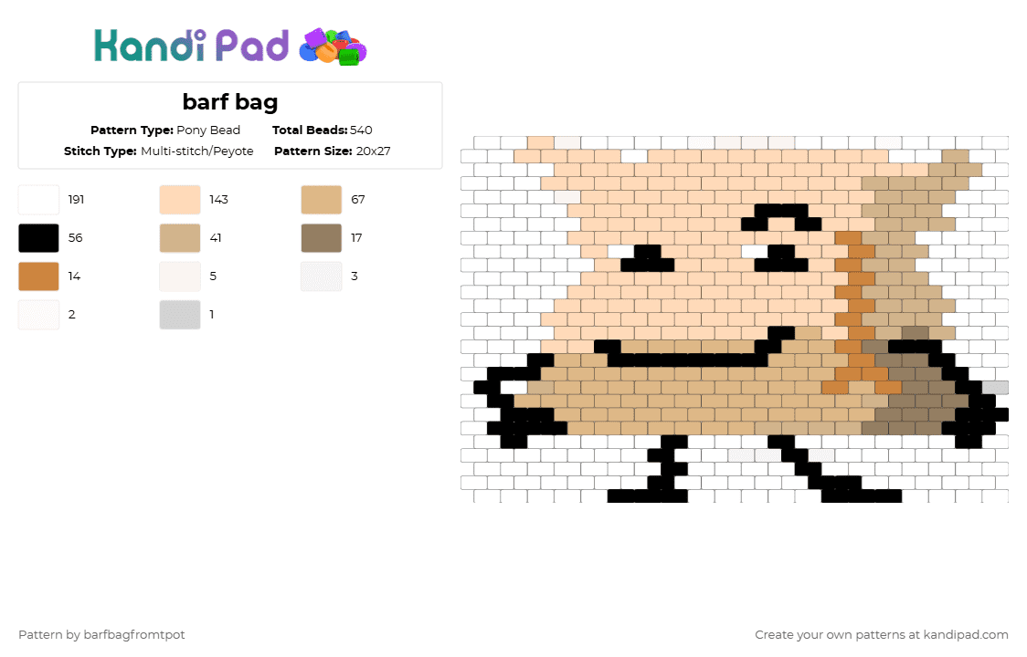 barf bag - Pony Bead Pattern by barfbagfromtpot on Kandi Pad - beige