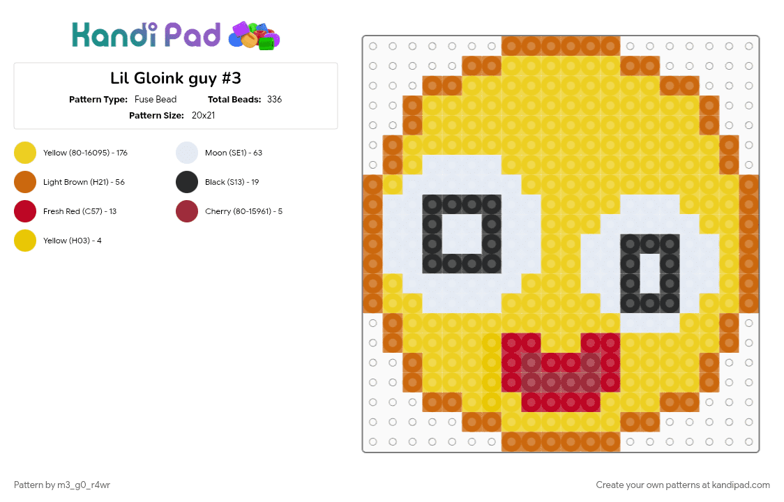 Lil Gloink guy #3 - Fuse Bead Pattern by m3_g0_r4wr on Kandi Pad - yellow