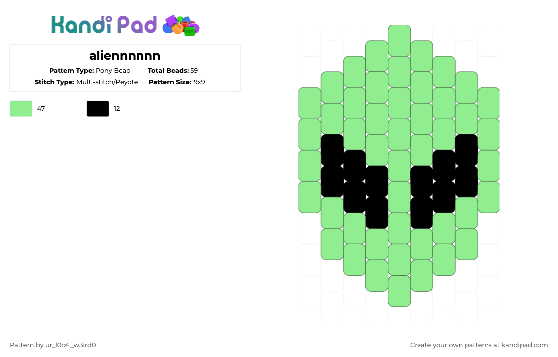 aliennnnnn - Pony Bead Pattern by ur_l0c4l_w3ird0 on Kandi Pad - teal