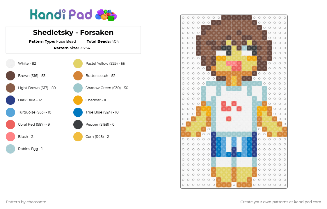 Shedletsky - Forsaken - Fuse Bead Pattern by chaosante on Kandi Pad - forsaken, roblox, shedletsky
