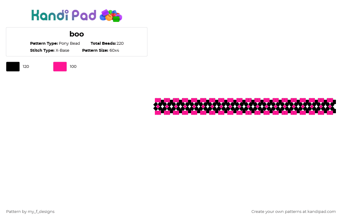 boo - Pony Bead Pattern by my_f_designs on Kandi Pad - pink,black