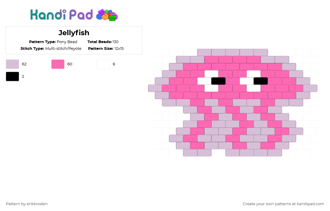 Jellyfish - Pony Bead Pattern by erikbroden on Kandi Pad - pink