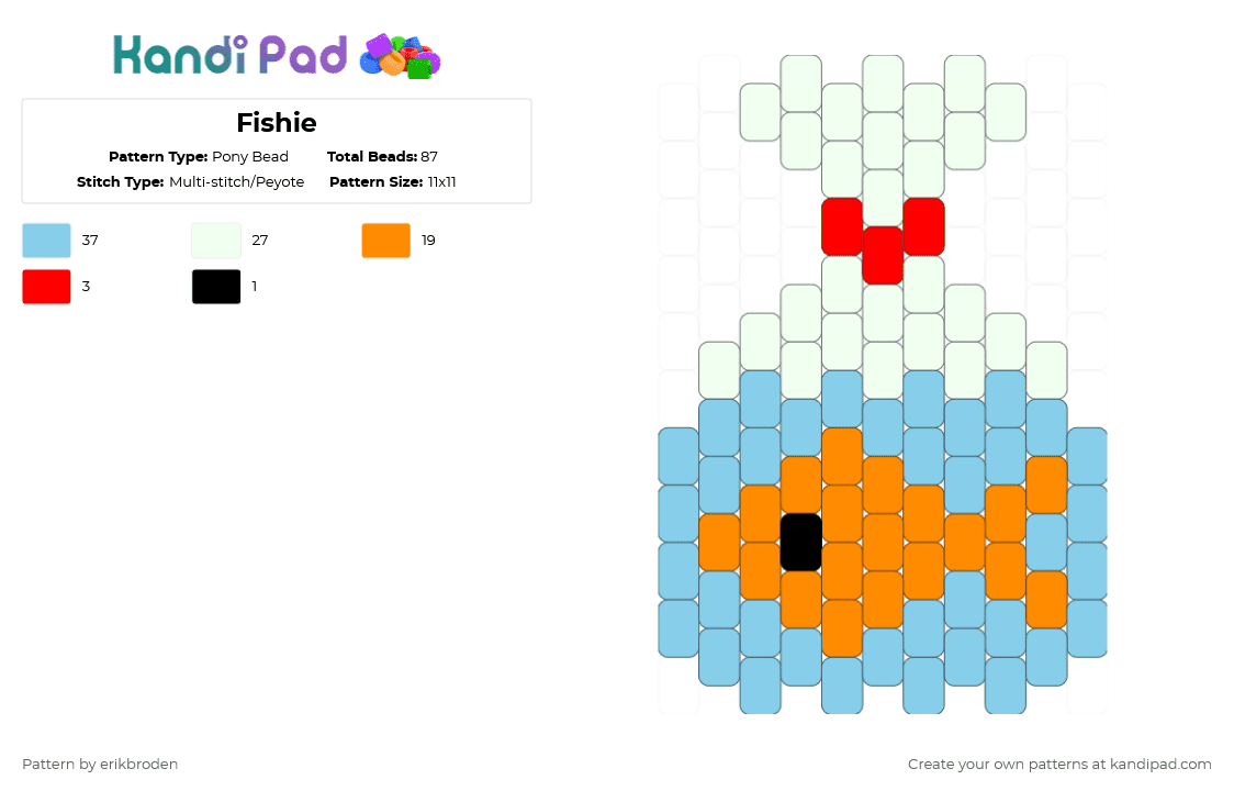 Fishie - Pony Bead Pattern by erikbroden on Kandi Pad - light blue,orange