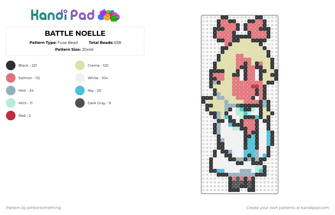 BATTLE NOELLE - Fuse Bead Pattern by pinkorsomething on Kandi Pad - red,yellow