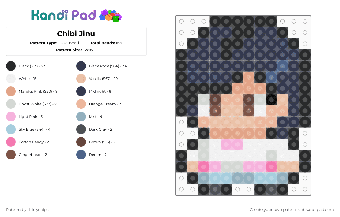 Chibi Jinu - Fuse Bead Pattern by thirtychips on Kandi Pad - beige,purple,jinu,saja boys,kpdh,kpop demon hunters,kdh