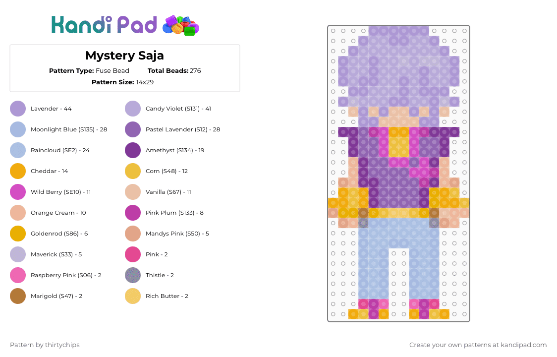 Mystery Saja - Fuse Bead Pattern by thirtychips on Kandi Pad - pink,light blue,saja boys,kpop demon hunters,kpdh,kdh,mystery saja