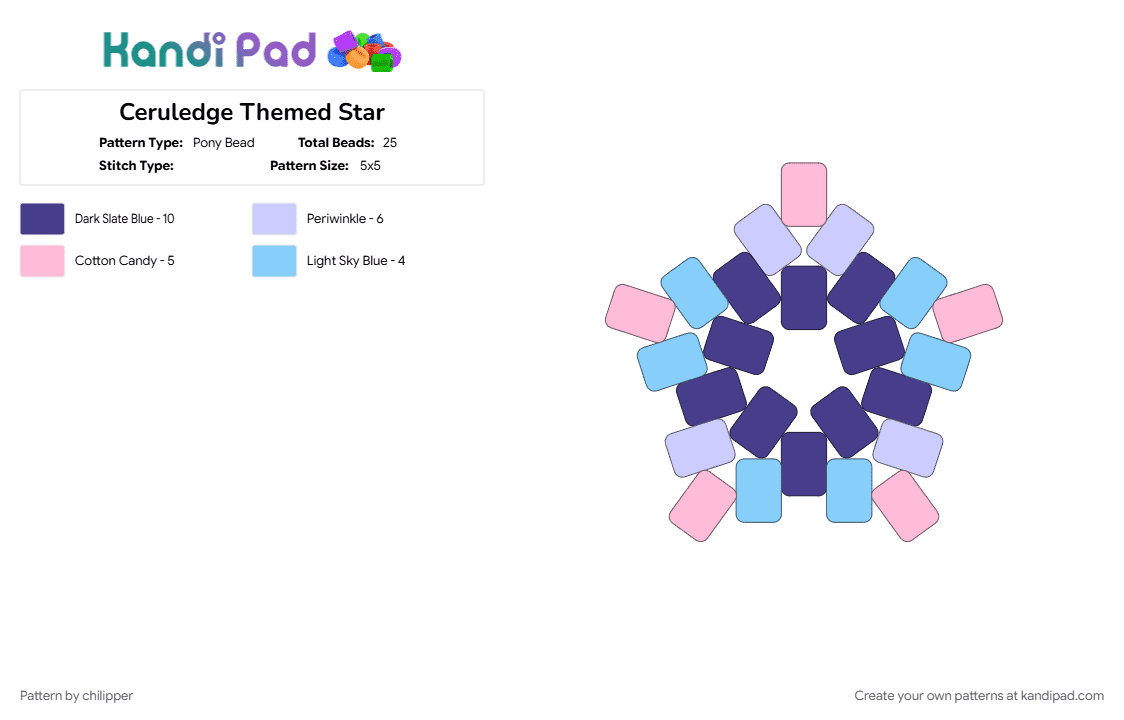 Ceruledge Themed Star - Pony Bead Pattern by chilipper on Kandi Pad - ceruledge, kandi, pink, pkmn, pokemon, purple, star