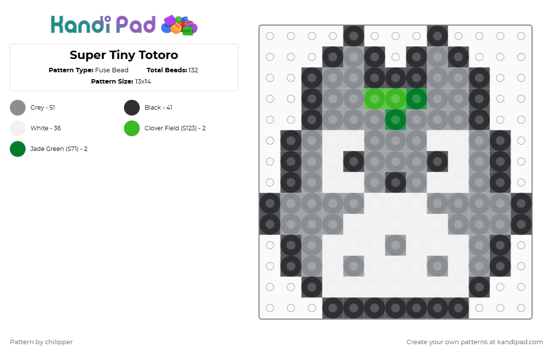 Super Tiny Totoro - Fuse Bead Pattern by chilipper on Kandi Pad - gray,totoro,ghibli
