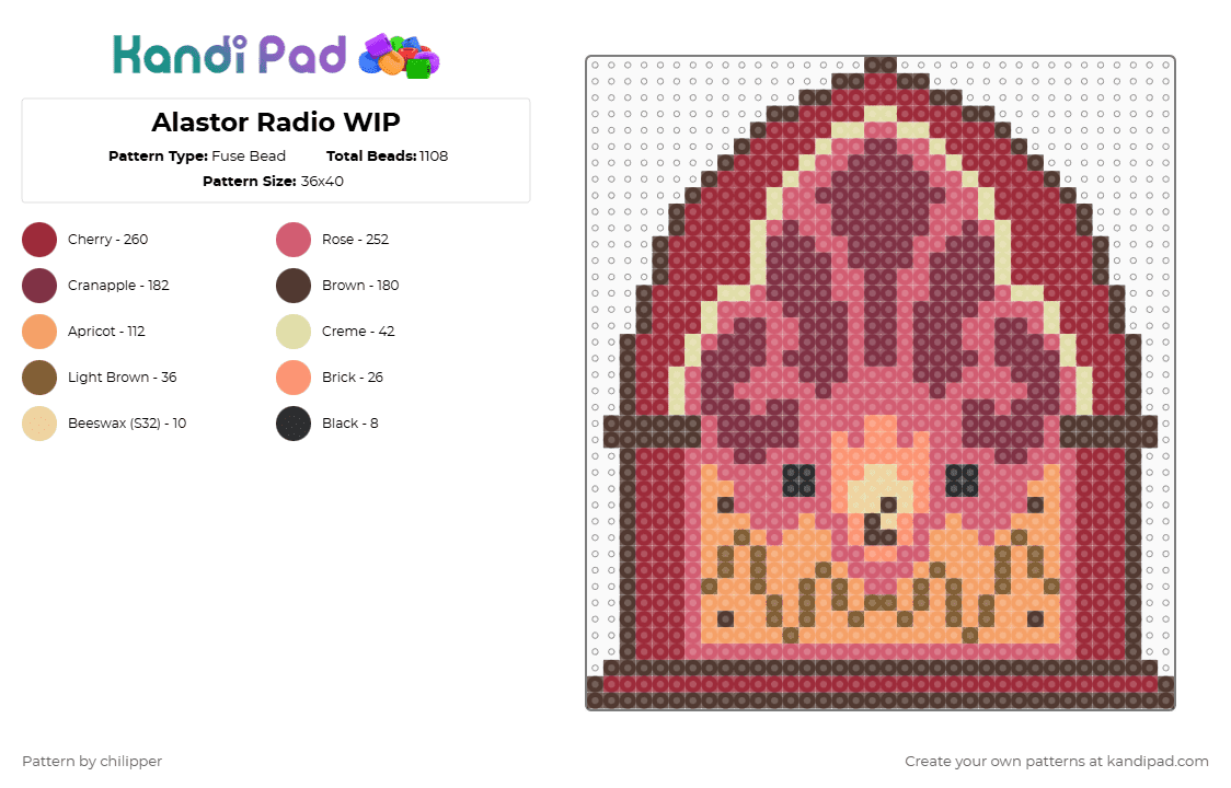 Alastor Radio - Fuse Bead Pattern by chilipper on Kandi Pad - 