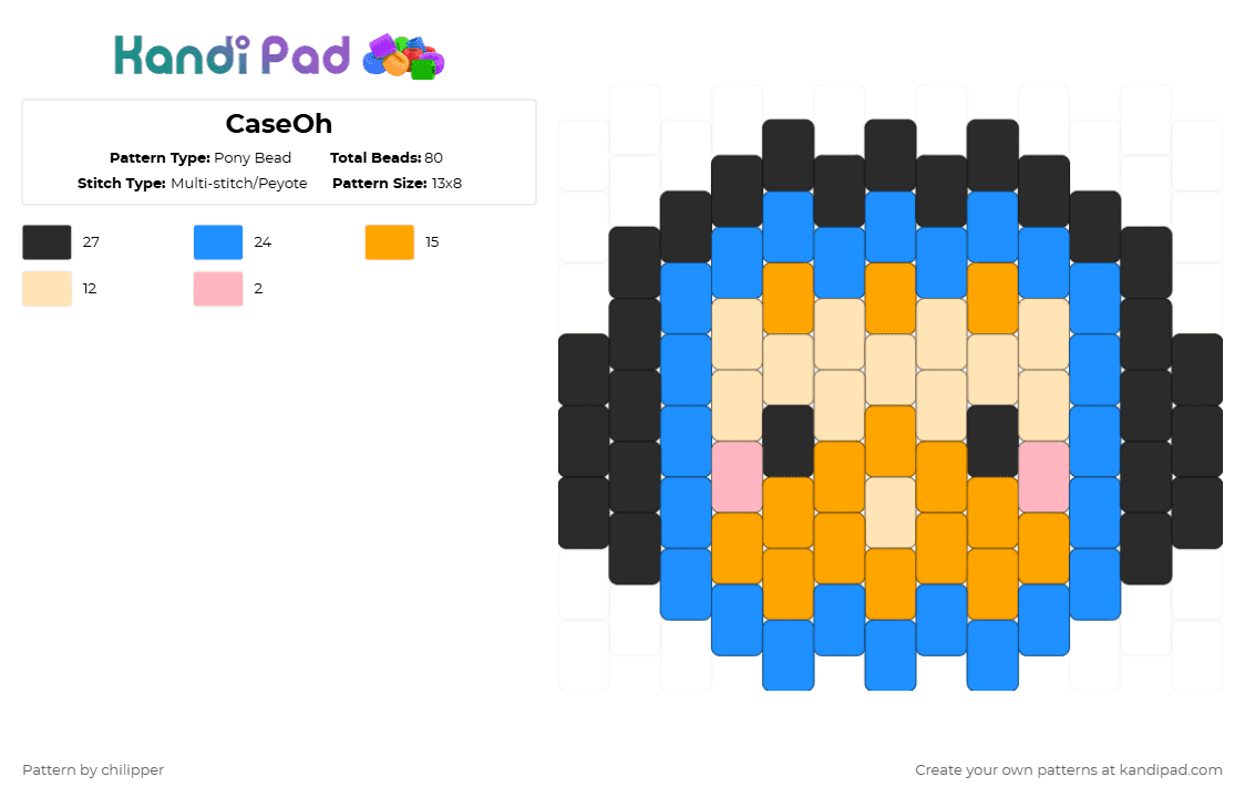 CaseOh - Pony Bead Pattern by chilipper on Kandi Pad - light blue,orange,case,caseoh